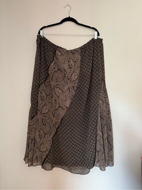 Vintage Avenue Brown Paisley & Geometric 90s Y2K Plus Size Skirt